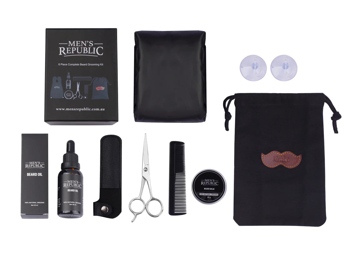 6 PIECE COMPLETE BEARD GROOMING KIT