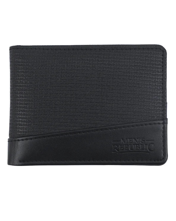 2 TONE BLACK FAUX LEATHER WALLET