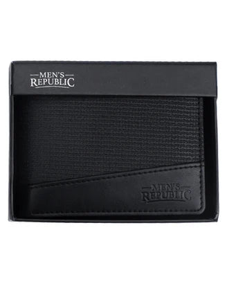 2 TONE BLACK FAUX LEATHER WALLET